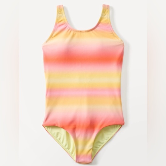 NWT Athleta Girl Scoop One Piece Aura Ombre Yellow Swimsuit Size XL/14 - Picture 2 of 7